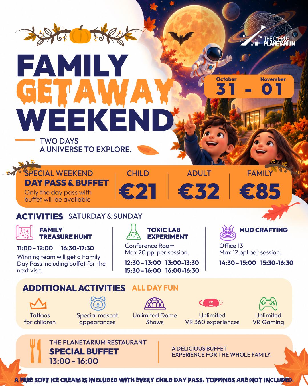 Halloween Family Getaway Weekend programme poster